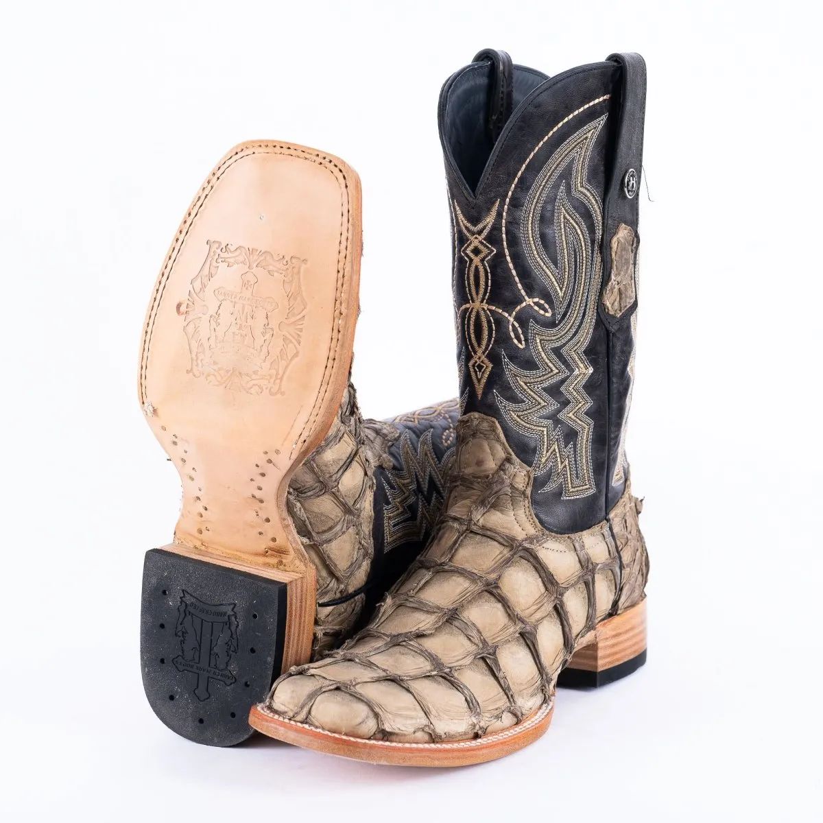 TANNER MARK MEN'S EXOTIC LEATHER Fish Sand Dune Cowboy Boots