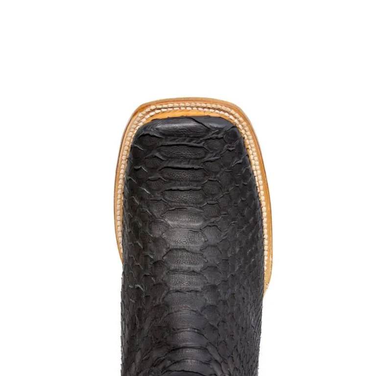 TANNER MARK MEN'S EXOTIC LEATHER Matte Python Black Cowboy Boots EE