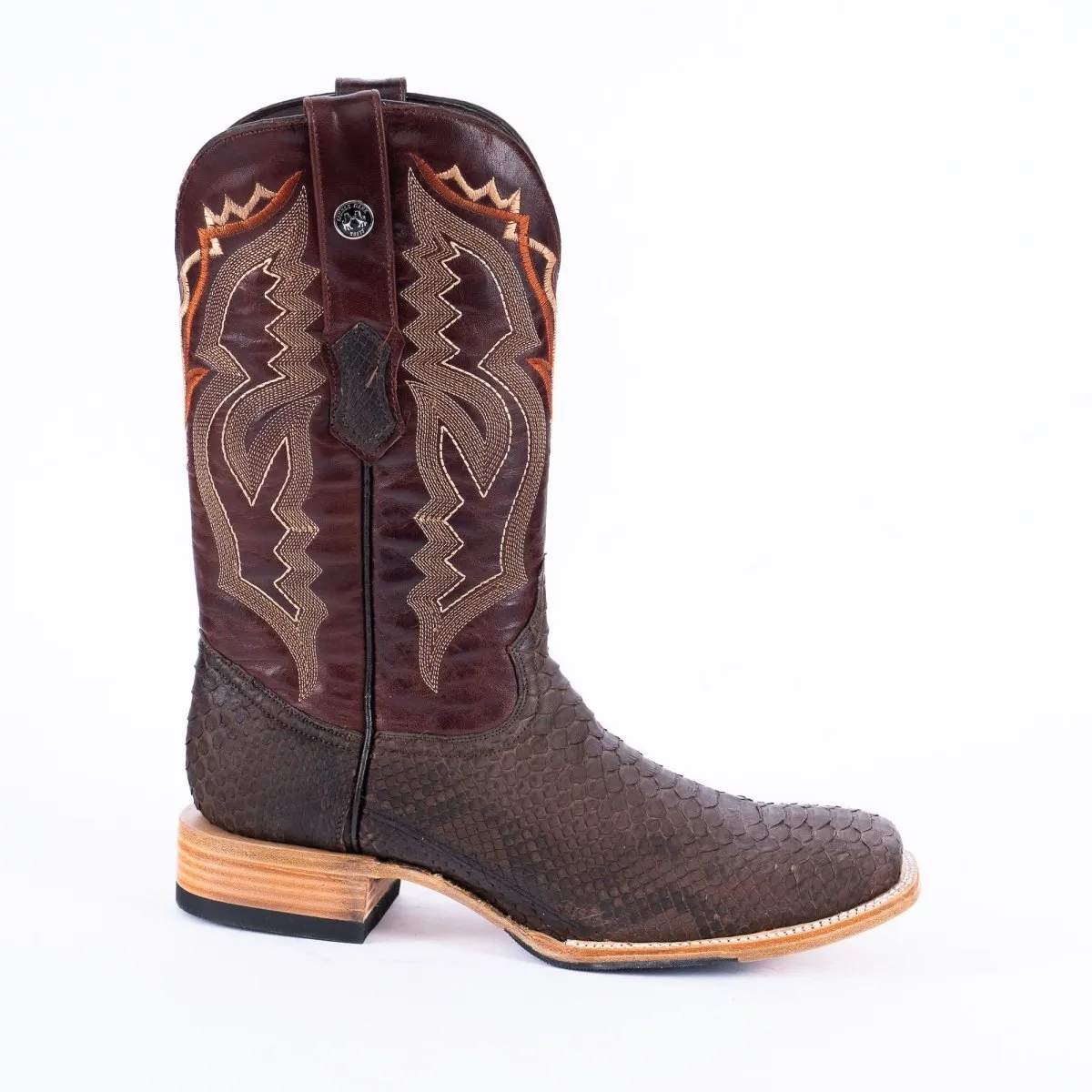 TANNER MARK MEN'S EXOTIC LEATHER Python Matte Brown Cowboy Boots