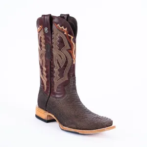 TANNER MARK MEN'S EXOTIC LEATHER Python Matte Brown Cowboy Boots