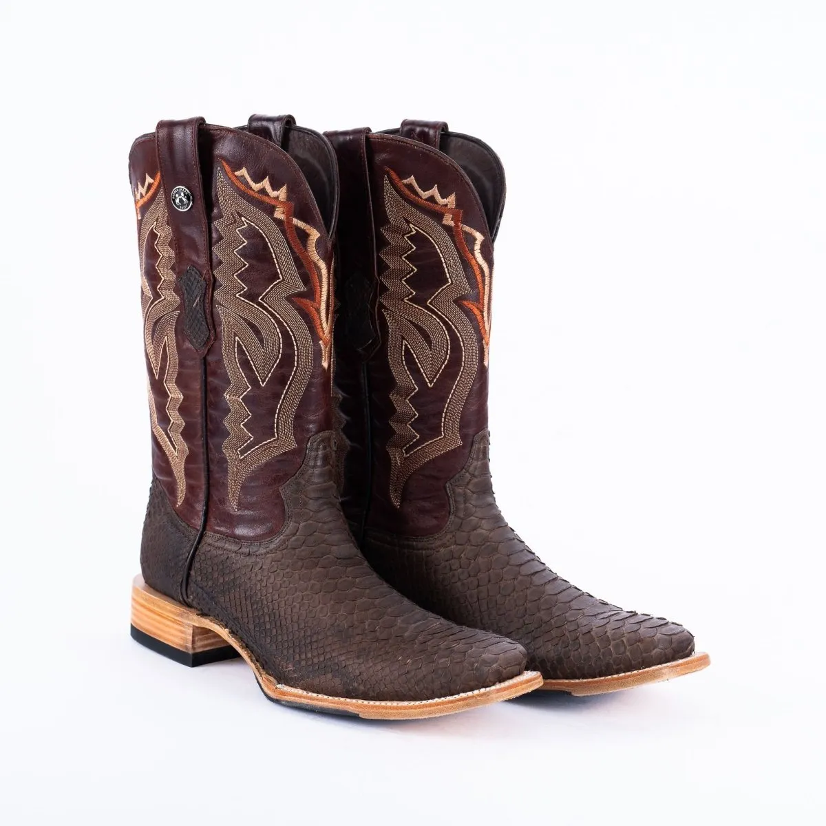 TANNER MARK MEN'S EXOTIC LEATHER Python Matte Brown Cowboy Boots