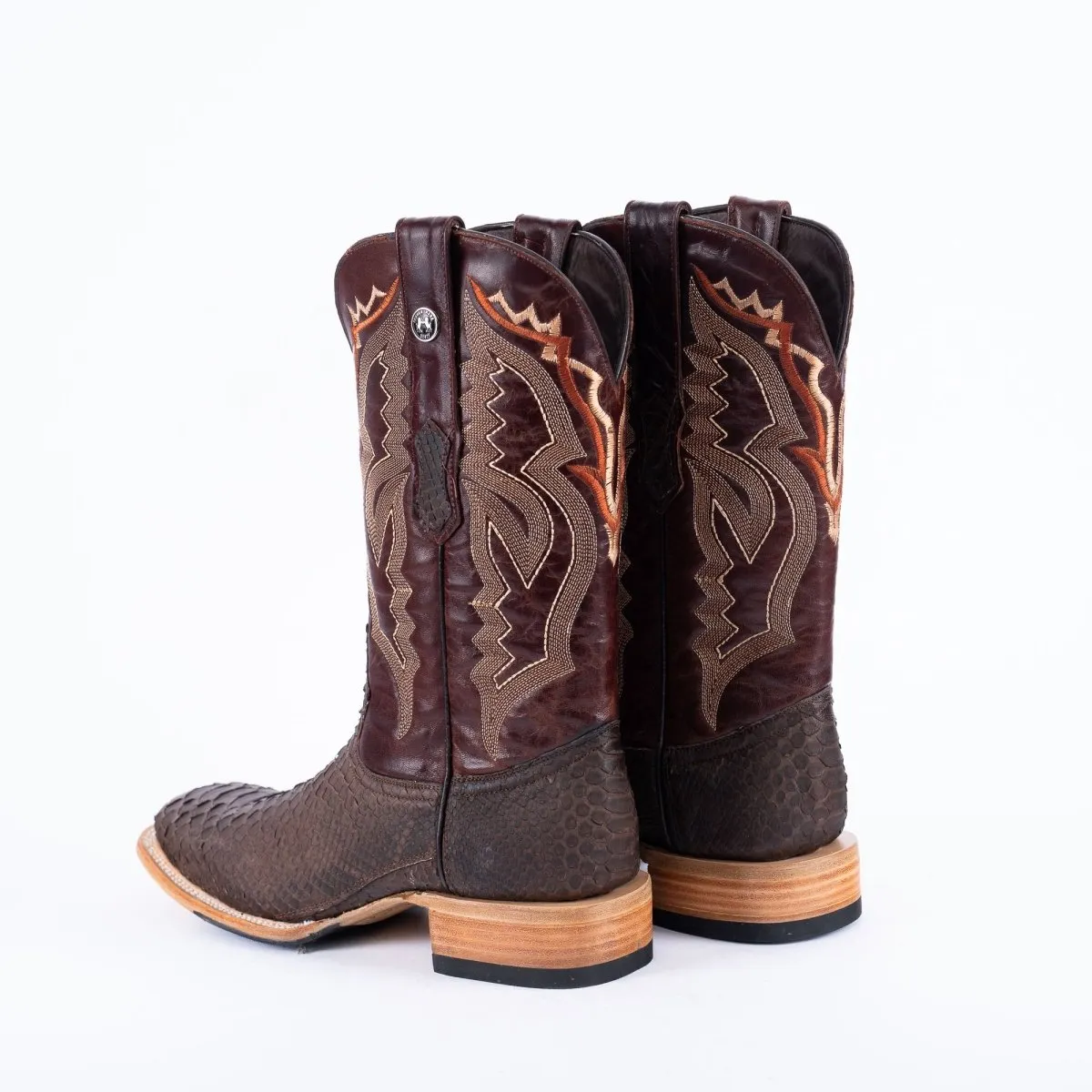 TANNER MARK MEN'S EXOTIC LEATHER Python Matte Brown Cowboy Boots