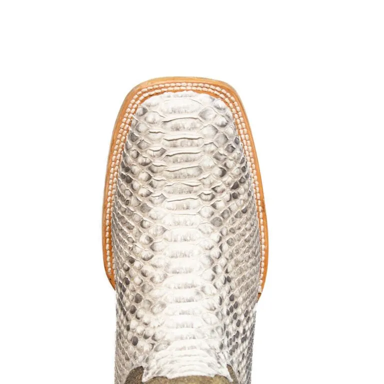 TANNER MARK MEN'S EXOTIC LEATHER Python Matte Natural Cowboy Boots With Hybrid Sole