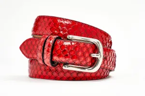 Tardini Red Alligator Skin Belt (Silver Buckle)