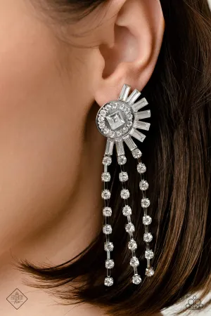 Torrential Twinkle - White Earrings - Paparazzi Accessories - May 2023 Fashion Fix