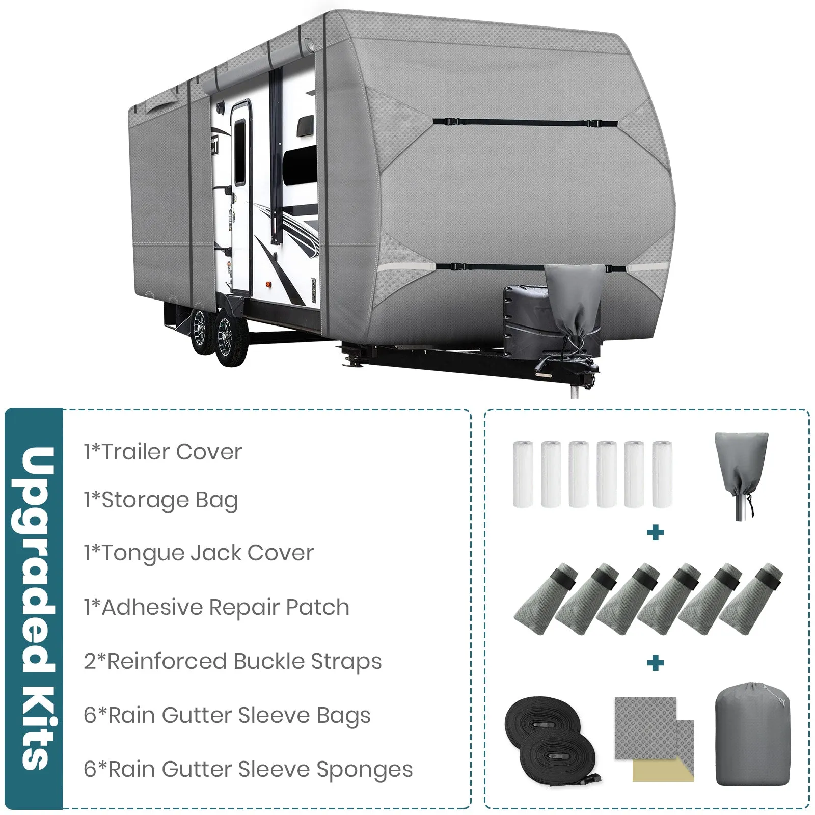 Travel Trailer Camper RV Covers Gray Upgrade 8 Layers