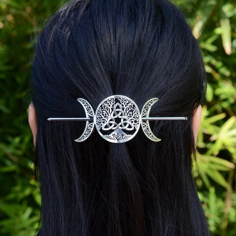 Vintage Renaissance Crescent Moon Cloud Hair Barrette Witchy Moon Hair Stick