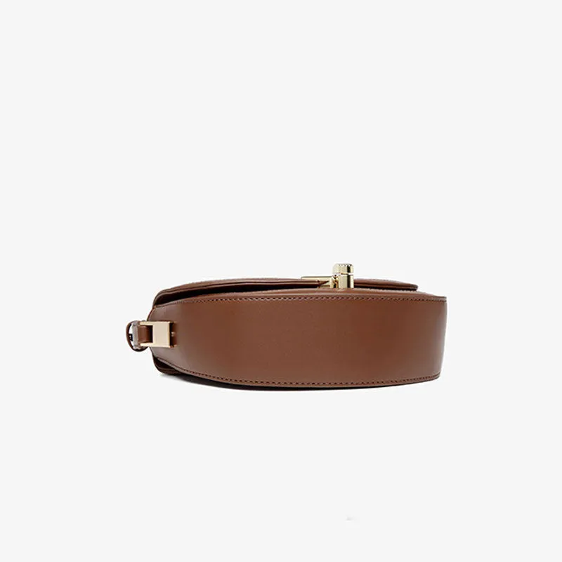 Vintage Suede Argyle Pattern Crossbody Saddle Bag - Brown