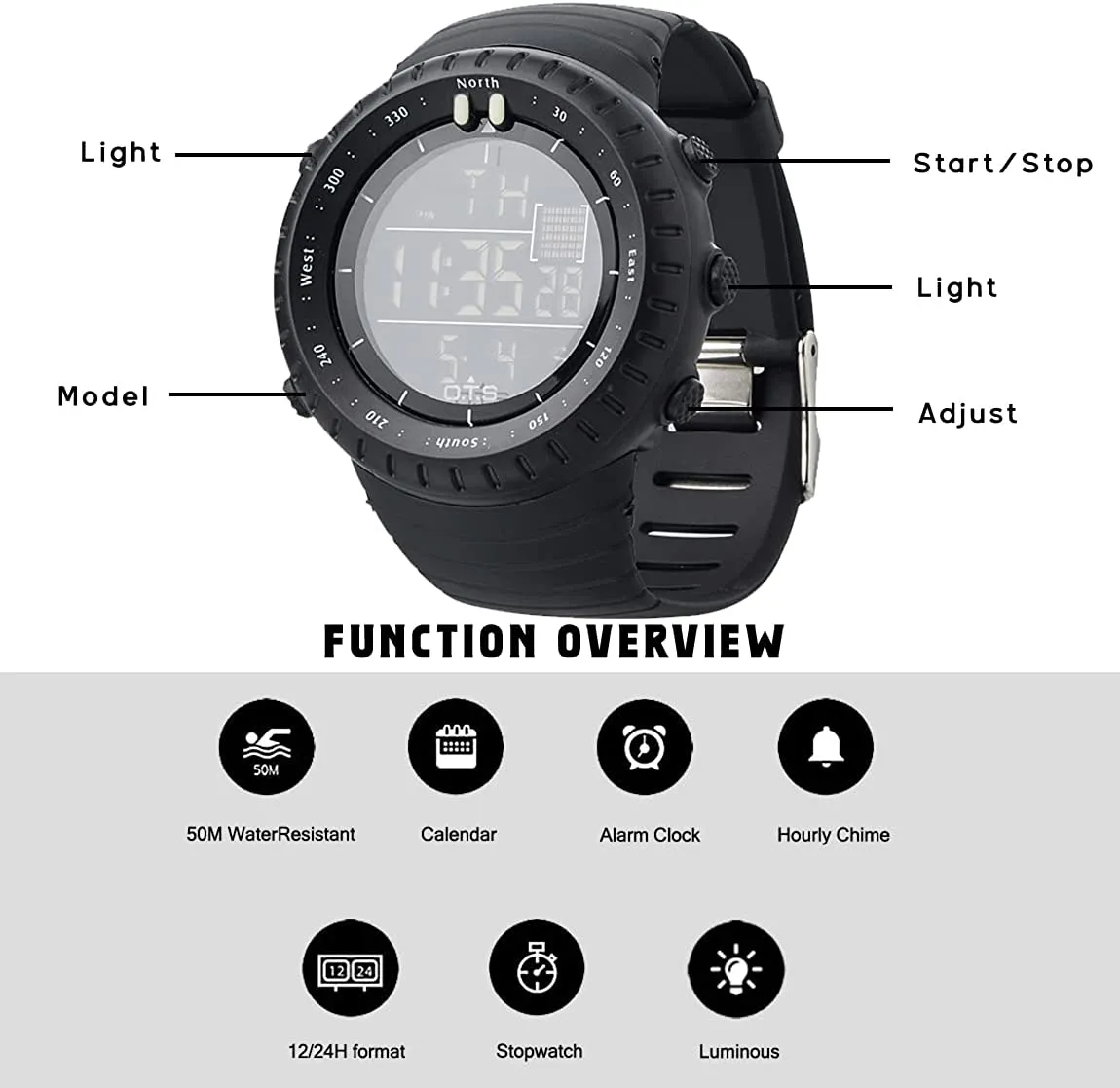 WATERPROOF DIGITAL SPORTS WATCH
