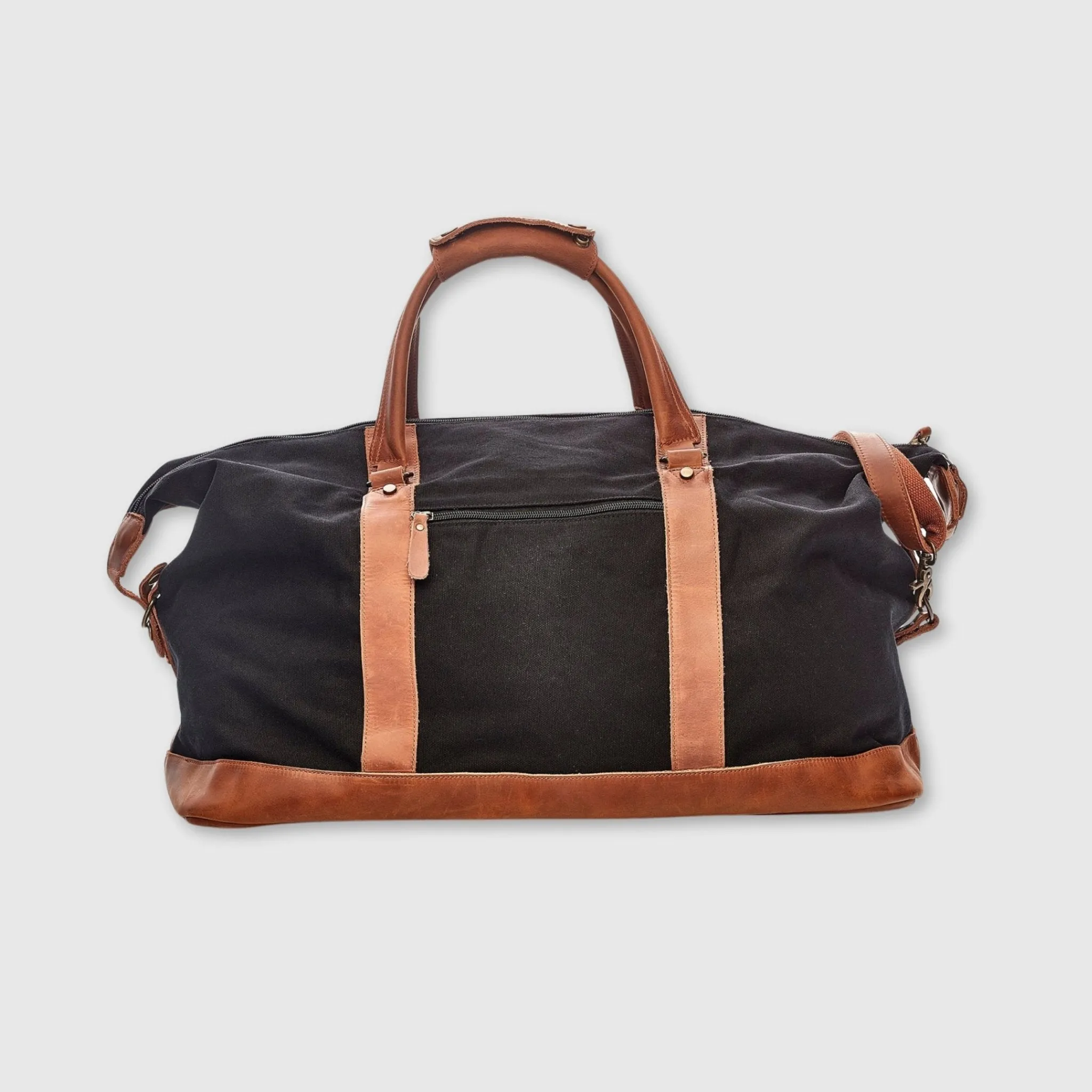 Waxed Canvas / Leather Weekender Bag - Black