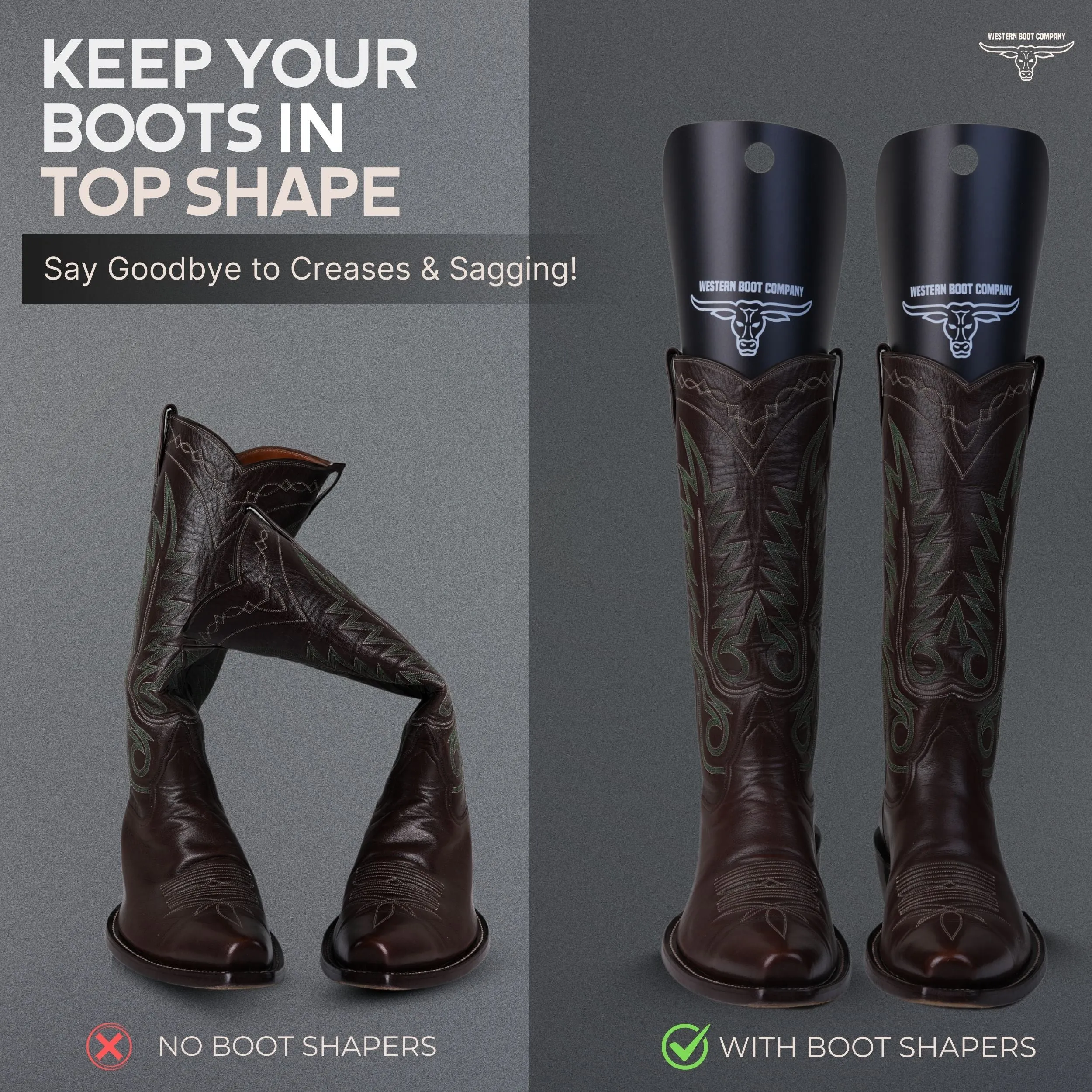 Western Boot Company Cowboy Shaft Shapers - 9.5" 6 PAIR (12 PIECES) MEDIUM