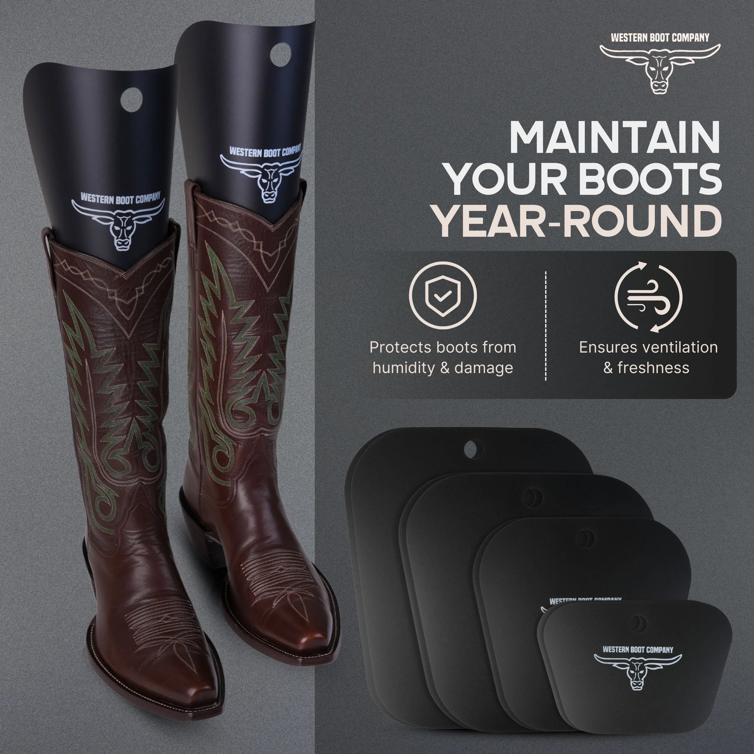 Western Boot Company Cowboy Shaft Shapers - 9.5" 6 PAIR (12 PIECES) MEDIUM