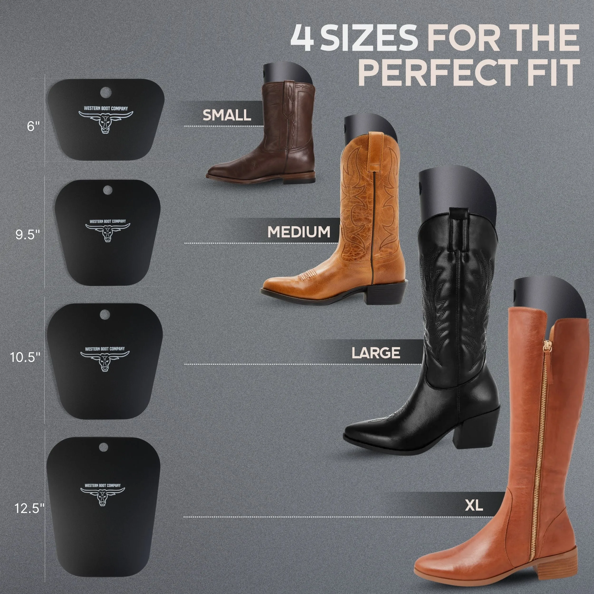 Western Boot Company Cowboy Shaft Shapers - 9.5" 6 PAIR (12 PIECES) MEDIUM