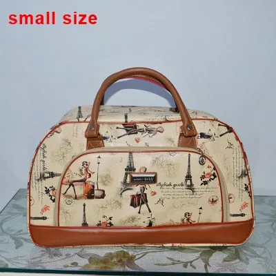Women Travel Bags Pu Leather Large Capacity Waterproof Print